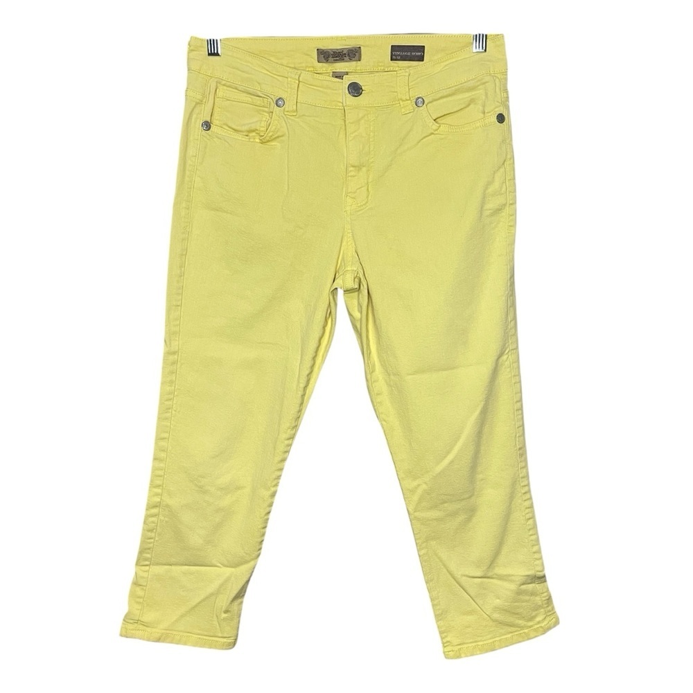 NINE WEST VINTAGE AMERICA Yellow Cropped Boho Jeans, Size 31